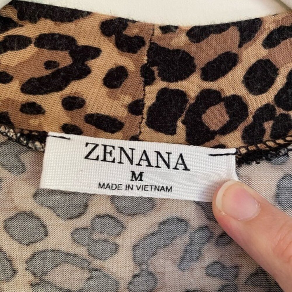 Zenana Long Sleeve Leopard Print Lightweight Open Cardigan Size M - Picture 3 of 7